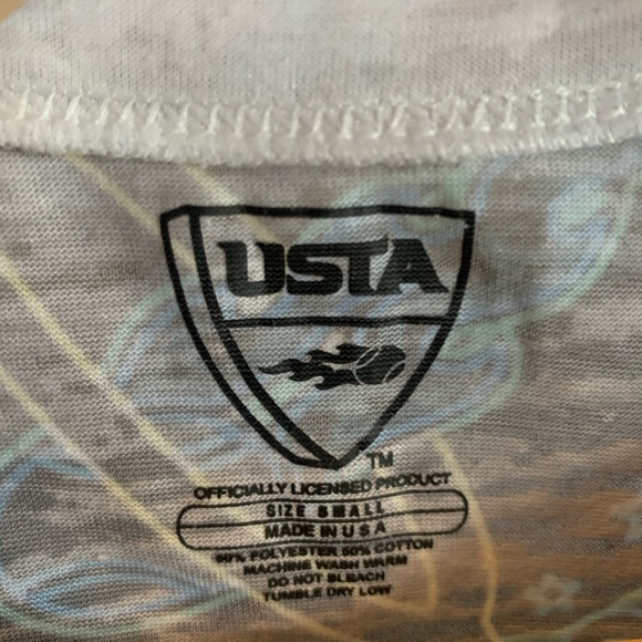 USTA US Open Collage Blackout Black Burnout Print Short Sleeve T-Shirt Size S - Picture 7 of 8